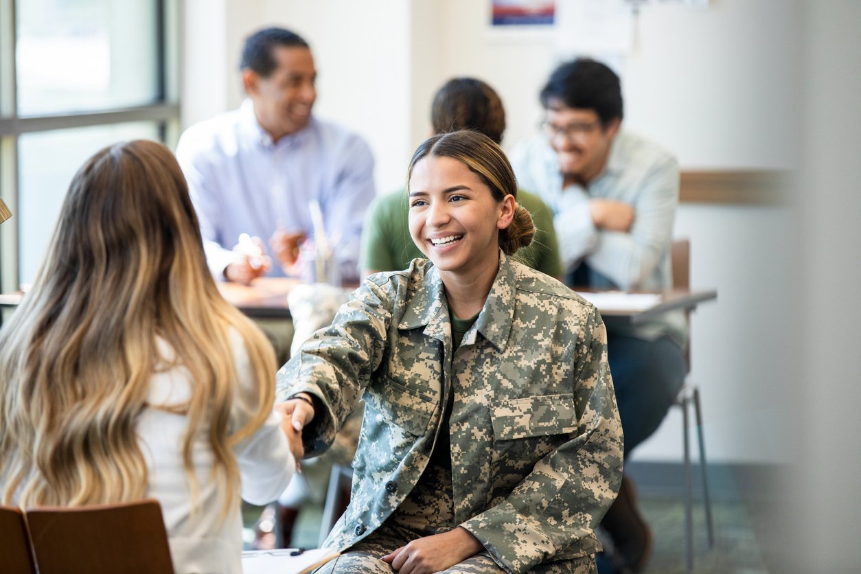 image of a veteran shaking hand with a VSO